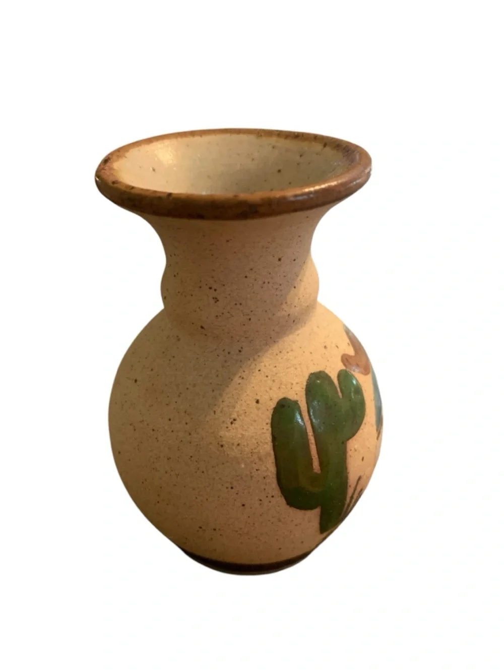 TONALA Mexican Folk Art‎ Sandstone Pottery Miniature Vase Siesta Cactus Aloe 4